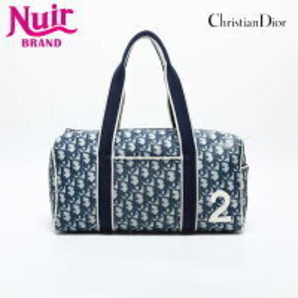Christian Dior Trotter Boston Bag Navy Blue White